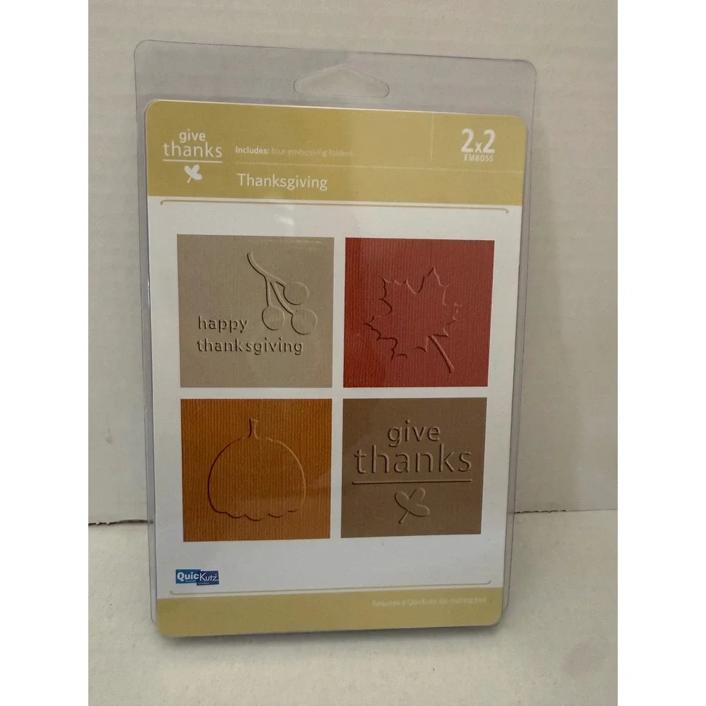 QuicKutz Embossing Folder Lot 2x2 A2 Stripes Shapes Thanksgiving Frame 6 Sets